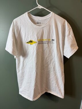 White Graphic T‑Shirt with Yellow UFO Print